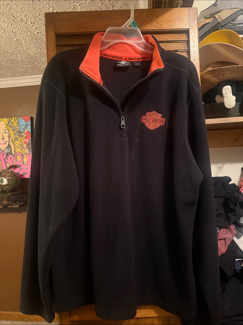 Harley-Davidson Black Fleece Quarter-Zip with Orange Trim